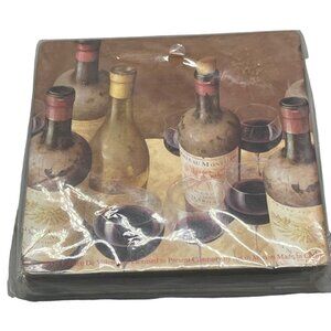 Art Motion Square paper coasters set of 8 pictures dusty wine bottles READ NEW